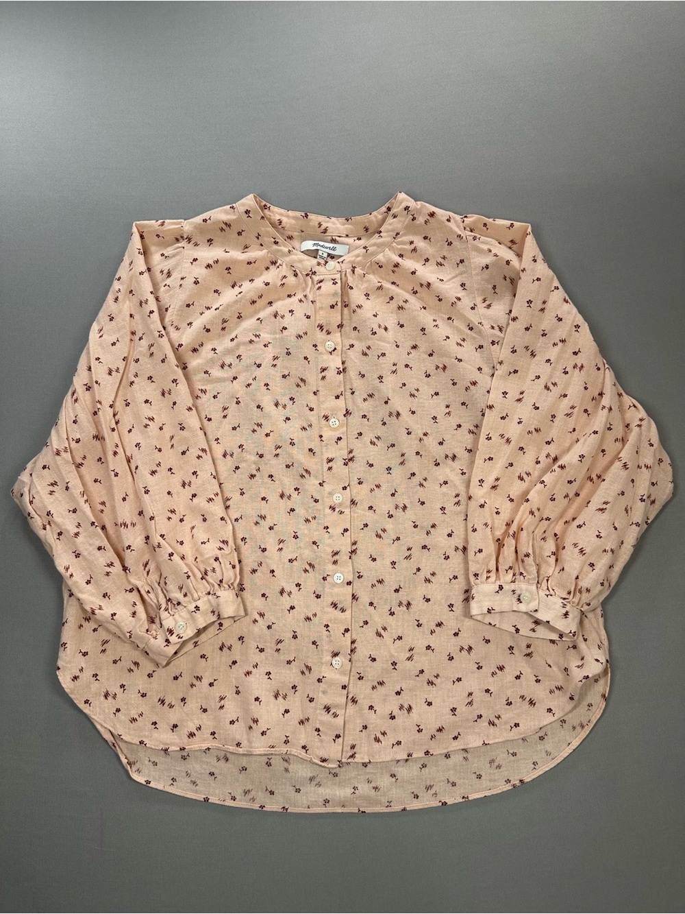 Madewell Peasant Button-Front Blouse Top in Delicate Flower Print - Womens Small